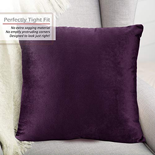 Nestl Throw Pillow Covers, Cozy Velvet Decorative Eggplant Purple Pillow Covers 20X20 Inches, Soft Solid Couch Pillow Covers For Sofa, Bed And Car, Set Of 2 #TOP3