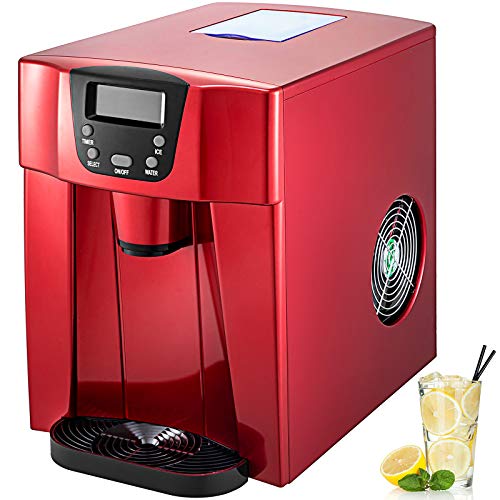 Husuper Máquina de Hielo Portátil 12 KG por 24H Máquina Silenciosa para Hacer Hielo Máquina de Hielo para Casa Portátil Máquina para Hacer Cúbitos de Hielo de 3 Tanques con Pantalla LCD (Rojo)