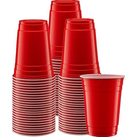 YARIX 50 Eco-Friendly Red Plastic Cups Cover