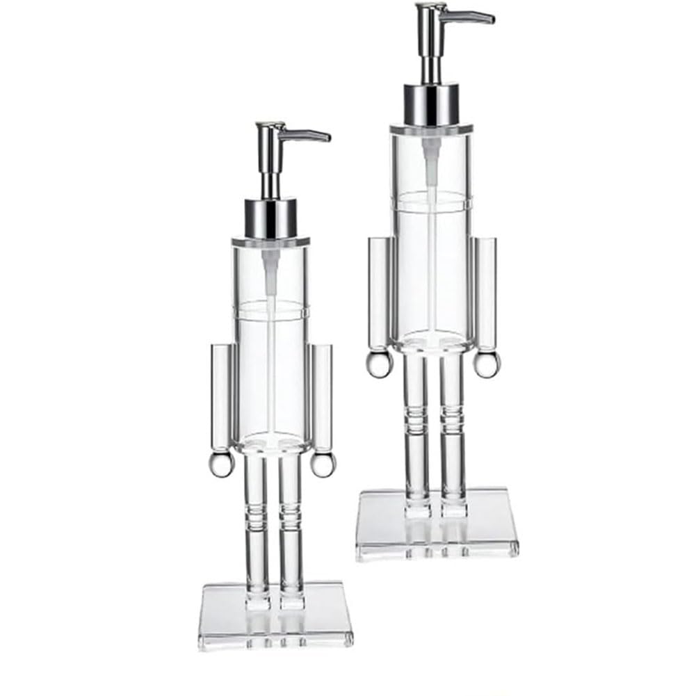 CTRLZS Clear Acrylic Refillable Lotion Pump, Christmas Nutcracker Soap Dispenser 2pcs, Soap Liquid Bottle Decorative