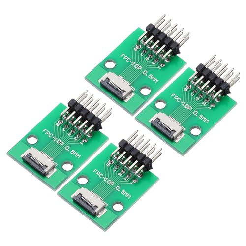 QUARKZMAN 4Pcs Placa de Conector FFC FPC de 10 Pines 0.5mm Socket a 2.54mm Doble Hila de Pines en Ángulo Recto Adaptador de Tira de Encabezado, Placa Convertidora PCB para DVD TV