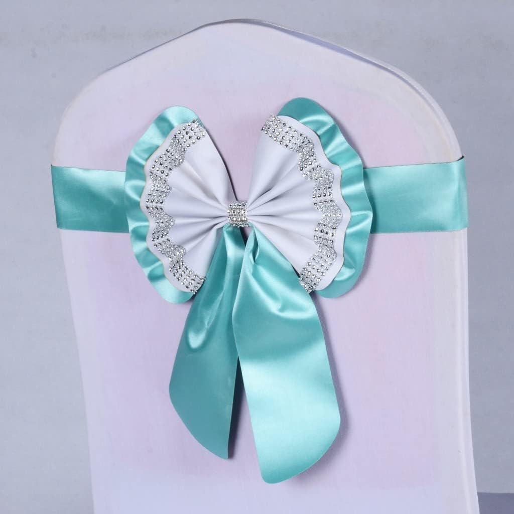 1pc Multicolor Chair Sash Bow Tie Knot Band Elastic Chair Sash for Hotel Banquet Wedding Party Home Decoration - Royal Blue (Gold)