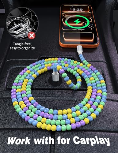 Image of USB C to USB C Cable 3FT,60W Beaded Charger Cord Fast Charging for iPhone 17 16 15 Pro Max /iPad Pro Air 11th /for Samsung S26 S25 S24 Ultra S23 A16 A17 /Android Phone Charger Cute Girls Women,BlueYellow