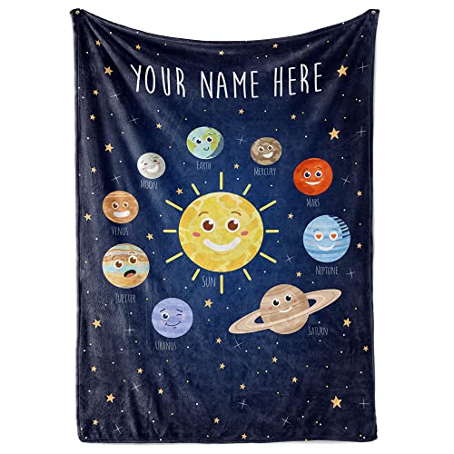 Custom Space Blanket for Kids | Warm Fleece Throw | Room Decor | Plush Flannel Toddler | Soft Cozy Star Galaxy | Personalized Baby Gift (Space V1, Fleece - 60x80)