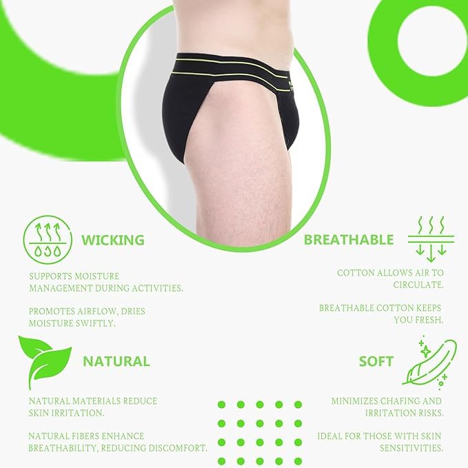 Image of Defender Athletic Supporters with Cup Pocket for Men Sports, Male Underwear for Workout in Gym Stretchable Cotton, Moisture Wicking Supporter for Cricket, Running, Quick Dry