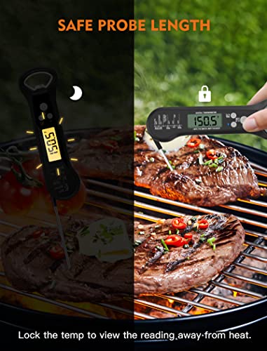 Joyhill Digital Meat Thermometer For Cooking, Instant Read Meat Thermometer With Foldable Probe, Backlight, Calibration, Magnet, Waterproof Probe Food Thermometer For Bbq, Grill, Deep Frying, Kitchen #TOP6