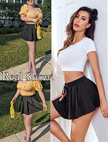 Avidlove Womens Pleated Skirt Schoolgirl Skirt Mini Skirt Black #TOP2