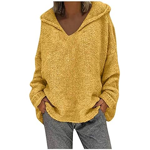 VESNIBA Jumpers Cropped Oversized Jumper for Women Solid Chunky Knit Jumpers Hoodie Fall Winter Pullover Sweater Tops Cover