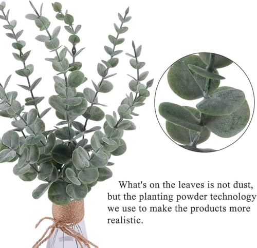 Image of HOMEVERSE 05pcs Artificial Faux Eucalyptus Stems with Fake Leaves, Artificial Greenery Eucalyptus Stems for Wedding Bouquet Centerpiece for Table Decoration (Vase Not Include - Green-05pcs)