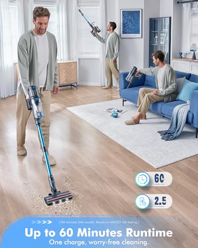 Cordless 6-in-1 Vacuum Cleaner with 45Kpa Suction, 60 Min Runtime, Fast Charging, and Anti-Hair Wrap for Home and Pet Hair