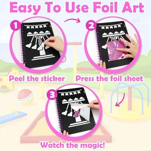 Image of FUNNYB&G Mess-Free Foil Art Craft for Girls Ages 4-10, Kids Birthday Gift