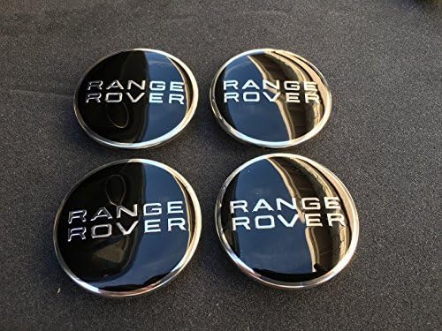 NEW SET OF 4 RANGE ROVER BLACK CENTER WHEEL BLACK EMBLEM BADGE HUB CAPS 4PC