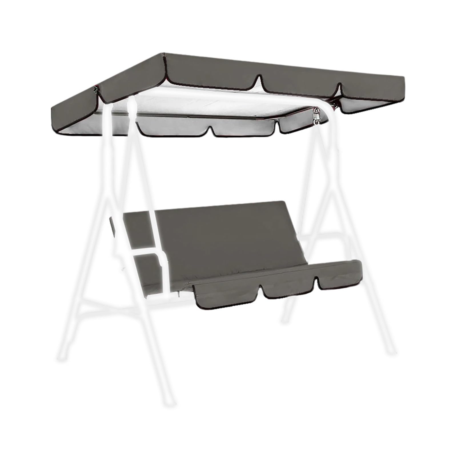Swing Chair Canopy Replacement 190T Waterproof Garden Swing Canopy 190*132*15cm & Seat Cover 150*150*10cm Set Tool Accessories(Grey)