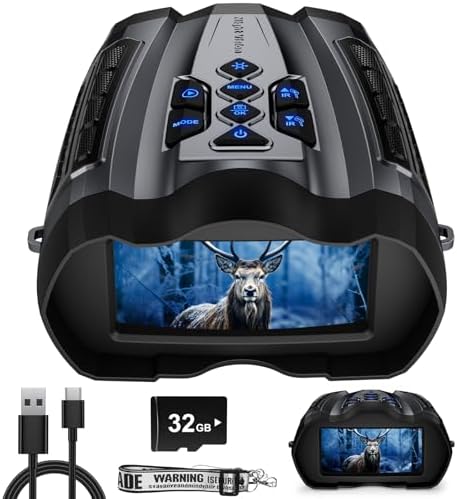 WISHBETY Night Vision Goggles,4K Night Vision Binoculars for Adult with 3.5" HD Screen,32GB TF Card for Photo and Video,9 Gear Infrared and 10X Digital Zoom for Outdoor Enthusiasts and Animal Watchers