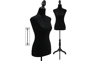 Mannequin Torso Female,Portable 49.6-63.4 Height Adjustable Mannequin Stand for Sewing with Wooden Tripod Base