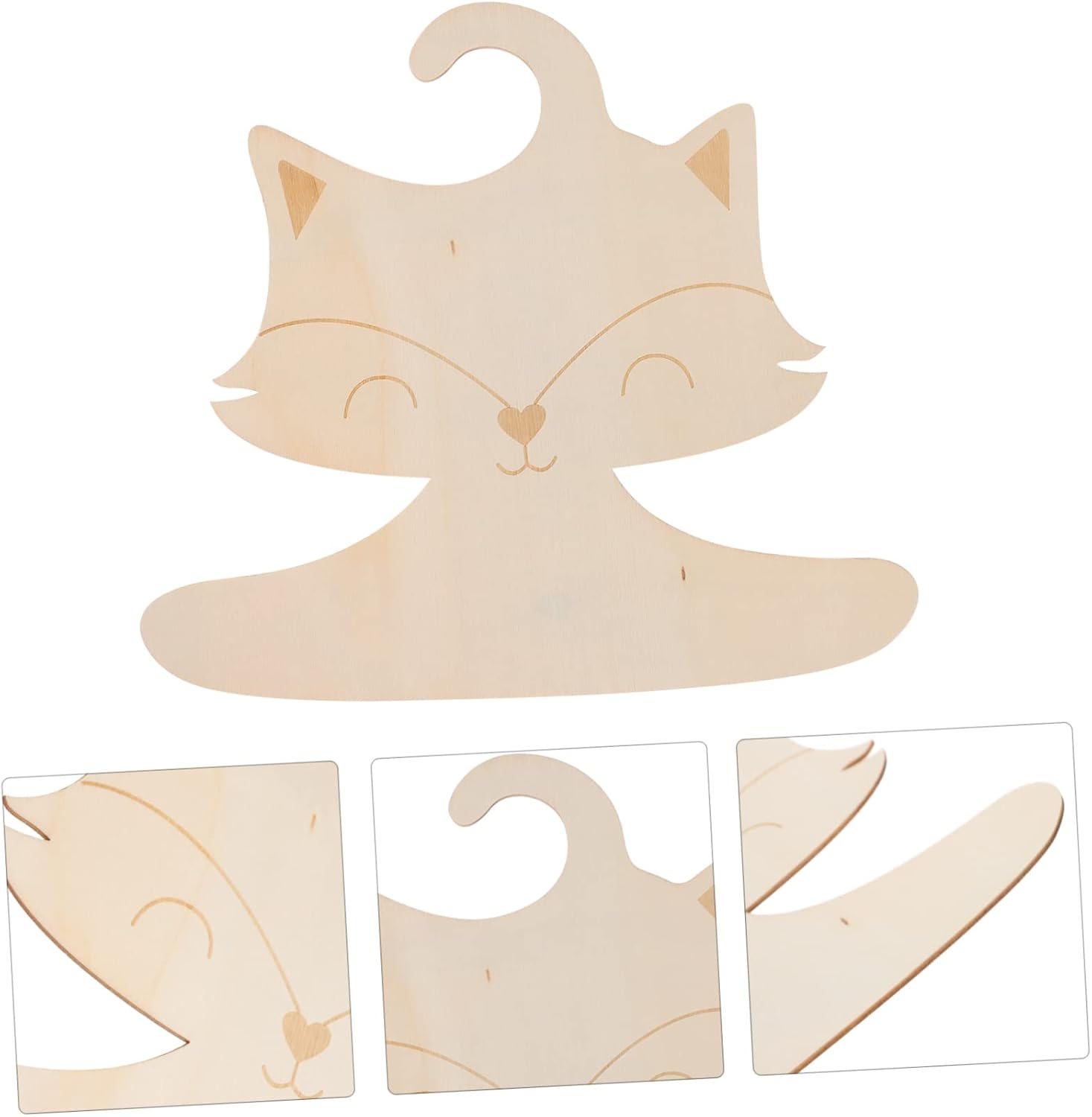10 Pcs Wooden Fox Hangers for Boy Girl Clothes and Baby Jackets