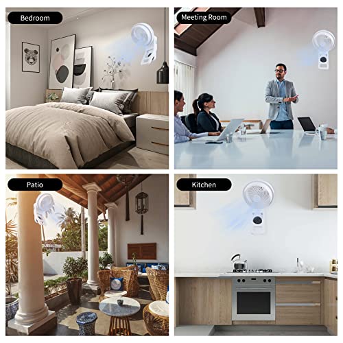 Simple Deluxe 7 Inch Wall Mount Fan, 3 Speeds & 3 Modes, 15 Hours Timer, 60° Oscillating Circulating Fan, With Remote Control #TOP5