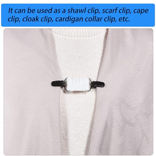 Image of 2-Pack Dress Cinch Clips, Adjustable Elastic Shawl Clips for Women, Black & White, Secure and Scratch-Free for Dresses, Shawls, Scarves