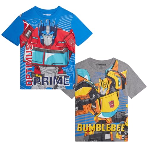 Transformers Boys T-Shirt - 2 Pack Optimus Prime Bumble Bee Autobot Graphic Tee - Short Sleeve Shirt for Toddler/Boys (3T-16)