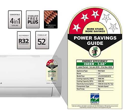 Image of LG 1.5 Ton 3 Star Inverter Split AC (Copper, LS-Q18CNXD,Convertible 4-in-1 Cooling, White)