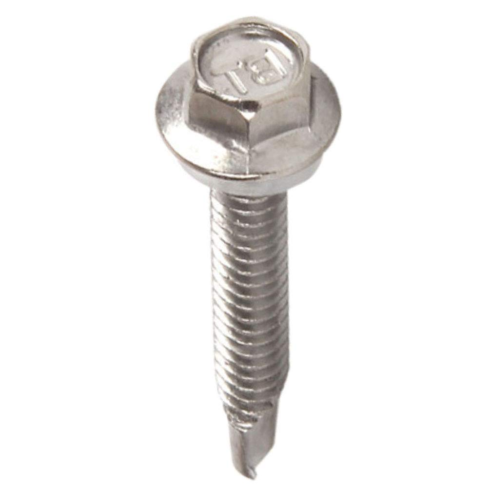 Gtagain Self Tapping Self Drilling Hex Head Screws Bolts - Hexagon Bolts Dovetail Screw Washer Head Set Screws Roofing Screw 410 Stainless Steel Bonded Rubber Washer Fasteners M5.5