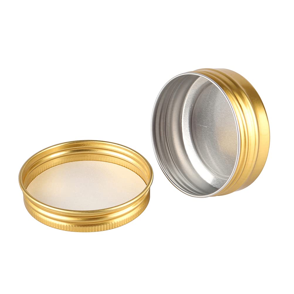 100 Pièces 30 ml Vide Rond Or Pots en Aluminium Cosmétiques Pot Canettes Bocaux Conteneurs 5ml for Fait Main Bougies Crème Baume Voyage, 3x aluminium cuillère, 100x Étiquettes