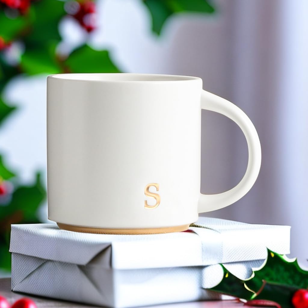 COLLECTIVE HOME - Monogram Ceramic Mugs, 15 oz Golden Initial Coffee Cups, Elegant Alphabet Tea Mugs, Elegant Personalized Mug with Gift Box, Luxurious Cups for Office and Home (s) - Image 4
