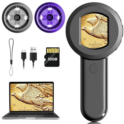 Pocket Digital Microscope for Adults Kids: 100X Handheld Magnifying Glass with Light