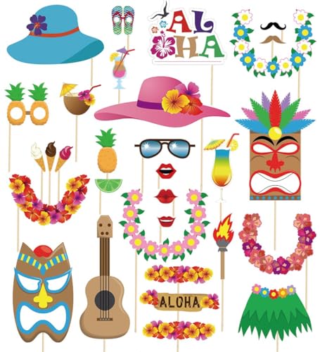 60pcs Luau Photo Booth Props -...