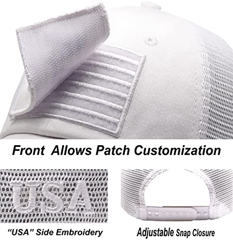 Image of Antourage American Flag Unconstructed Unisex Mesh Snapback Baseball Hat Cap for Men and Women +2 Patriotic Patches Included