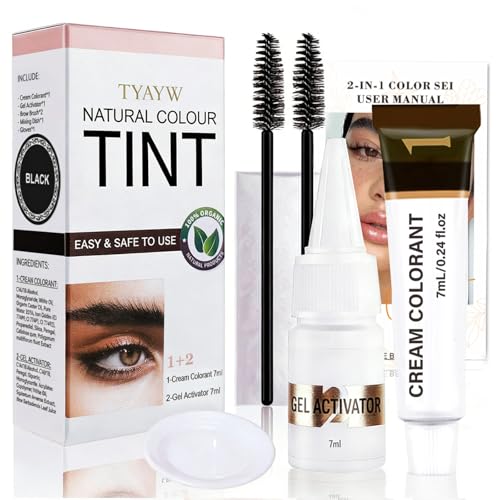 Lash Color Kit, Instant Eyebrow & Eyelash Color Kit with Natural Ingredients, Long-Lasting Brow & Lash Color for Home DIY, Safe & Easy for Beginner 7ml-Black