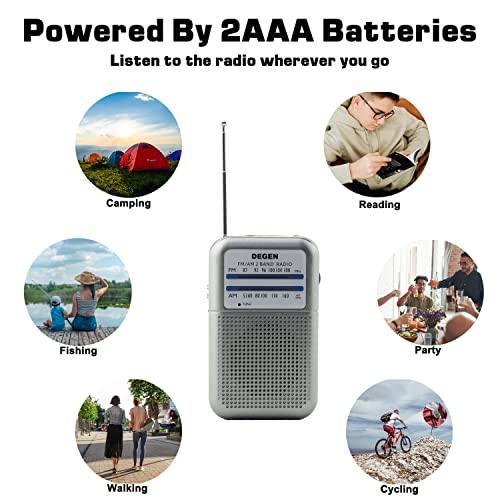 Degen DE333 Tragbares Radio AAA Batteriebetriebenes AM FM Radio Mini mit Kopfhörern zum Wandern und Camping - Image 7