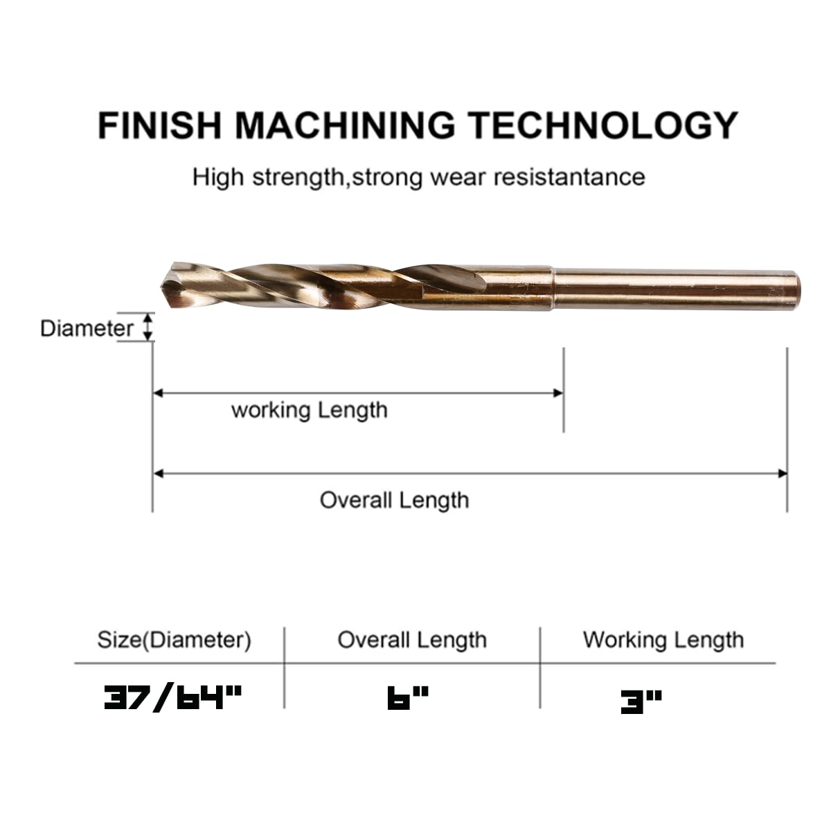 Narwhal Brocas de cobalto 37/64 – Paquete de 3 – 6 pulgadas de longitud – Brocas de cobalto M35 con caja de almacenamiento – Perfecto para metal, acero inoxidable, hierro fundido y mucho más