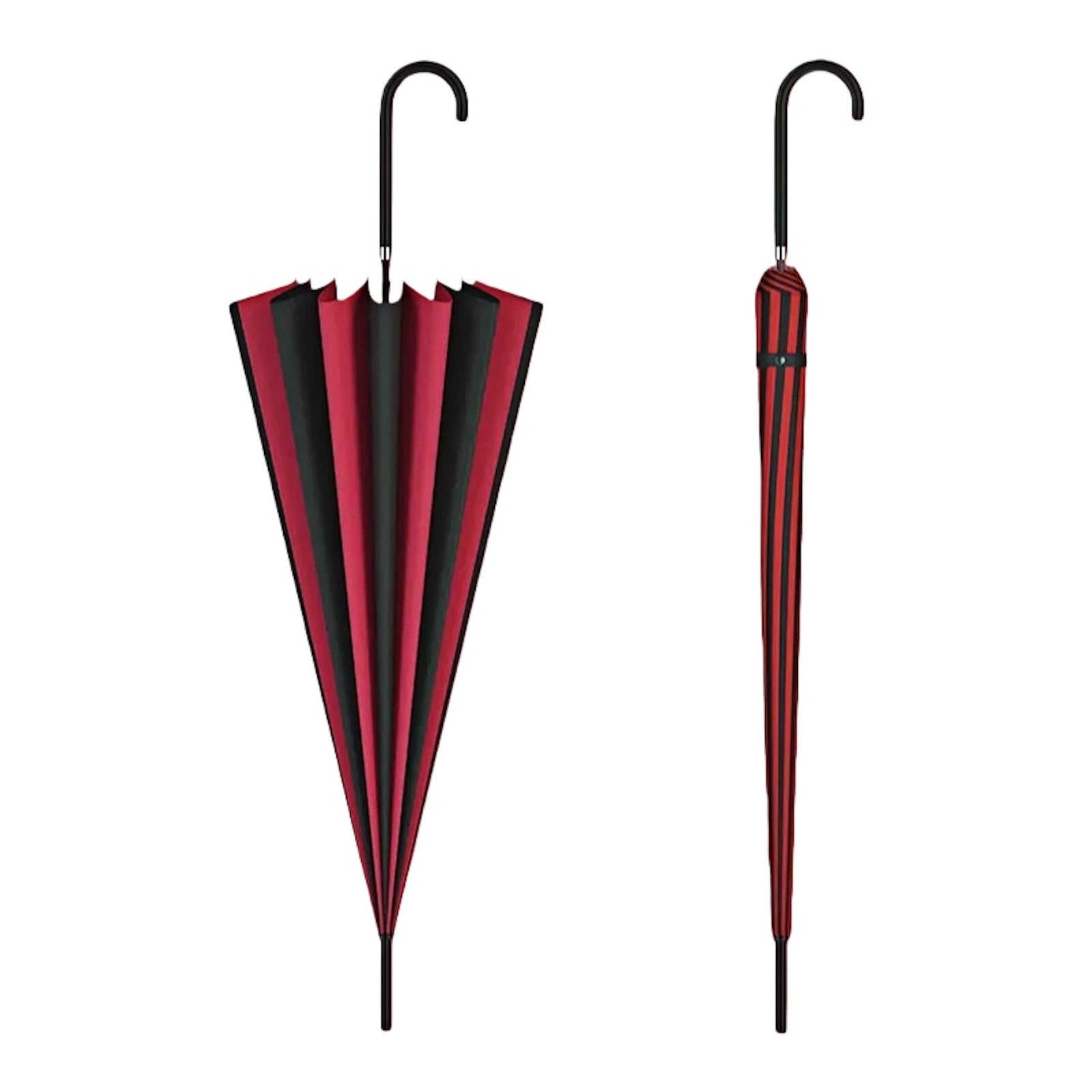 UTHDLM Gothic Pagoda Umbrella, PU J-Shaped Handle, Windproof Waterproof, 16-Rib, Classic Elegant Umbrella for Bride Wedding, Party(Red-Black)