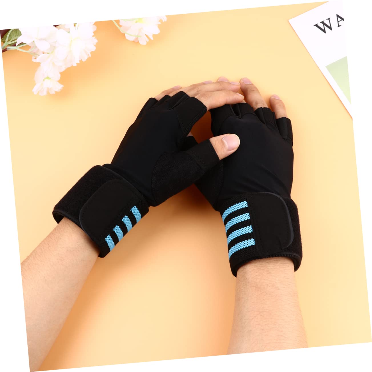 VANZACK 2pares Guantes De Entrenamiento Deportivos para Exterior Protección De Palma Media Dedo Antideslizantes Transpirables para Levantamiento De Pesas y Ejercicios De Fuerza Azul
