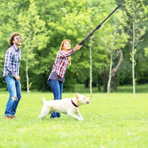 autozen Reizangel Hunde, 124cm Reizangel 6 Stücke für Hunde längenverstellbar Hundespielzeug aus Aluminiumlegierung mit 3 Hundespielzeug Seil für Training