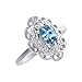Juego de anillos de topacio azul y diamante de plata de ley Imagen de Juego de anillos de topacio azul y diamante de plata de ley