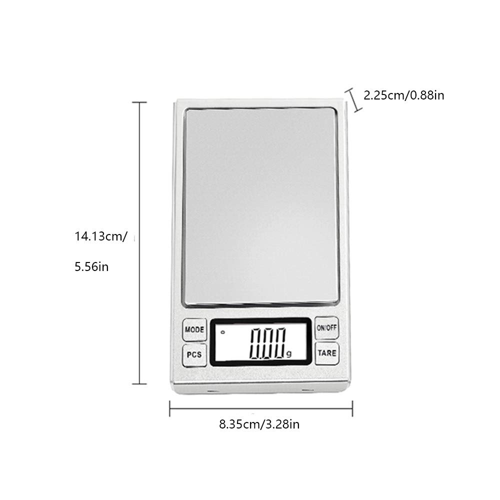 Balanza científica de Alta precisión para Laboratorio, electrónica, Digital, de Bolsillo, para joyería y Cocina, con función de Tara, Color Plata, 1000 g/0,1 g.,1000g/0.1g