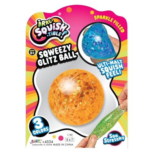 JA-RU Sqweezy Glitz Ball (6 Balls Assorted) Sparkle Filled 4534-Glitz-6