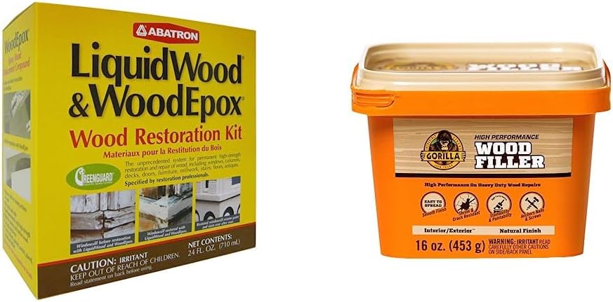 Wood Repair Epoxy Kit + Wood Filler (16 oz)