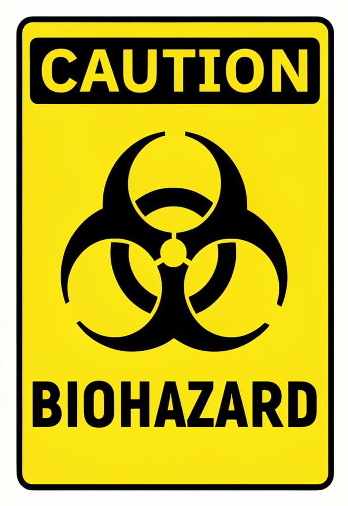 peiyeety Caution Biohazard Tin Sign 12x8 Inch Metal Wall Decor, Yellow & Black Warning Plaque with Biohazard Symbol, Vintage Industrial Sign for Garage, Man Cave, Bar, Halloween Party Gift
