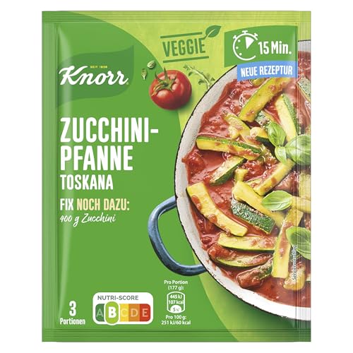 Knorr Fix Veggie Würzmischung Zucchini-Pfanne Toskana mit Gemüse für eine leckeres Gericht ohne geschmacksverstärkende Zusatzstoffe 3 Portionen