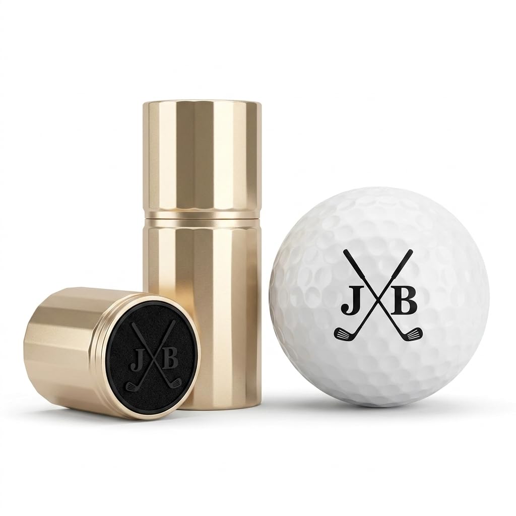 TEMEITE Personalised Golf Ball Stamp - Custom Self-Inking Marker Tool, 100% Waterproof & Quick-Dry Ink, Unique Golf Accessories & Gifts for Men, Dad, Golfers (Aluminium Alloy)