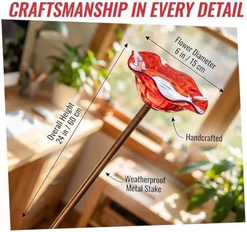 2026 New Metal Flower Garden Stakes Bird Bath, Handmade Mini Birdbath Flower Stake, Butterfly Bee Bath Bowl for Outdoor Lawn Yard Decor (Red+Red) — view 6