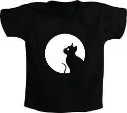 Camiseta Infantil - Halloween Lua Cheia e Gato - 100% Algodão - Moricato