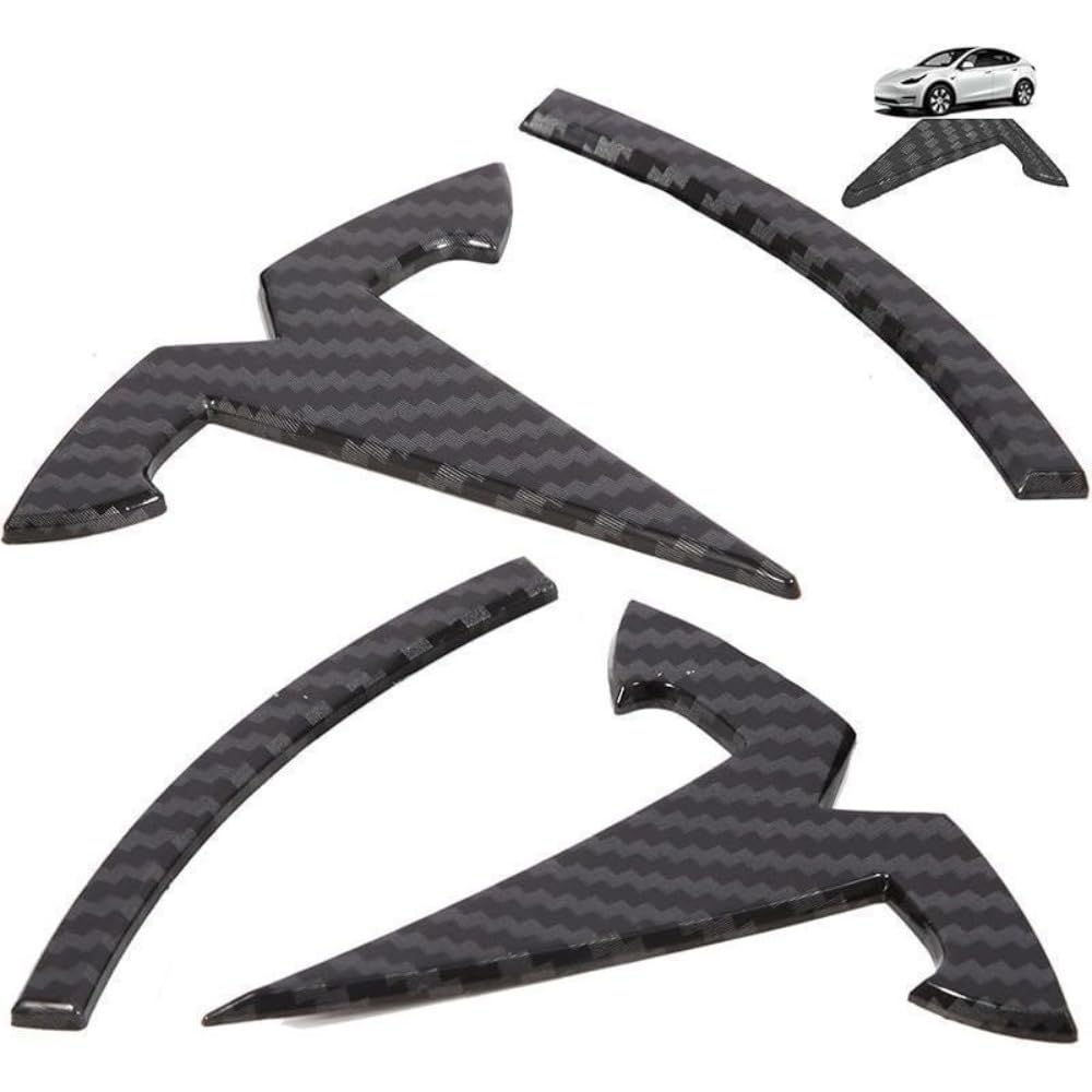 Mauxpiao Carbon Fiber Pattern Applicable To Tesla Front And Rear Car Logo Emblems, 2Pcs Vehicle Badge Stickers, Exterior Decoration Accessories Rewr/Carbon Fiber Pattern/2 Pcs