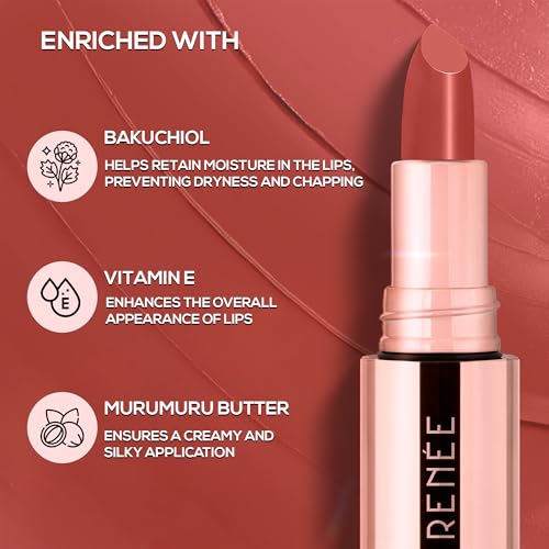 Image of RENEE Everstay Long Stay Matte Lipstick - Coral Pep, Hydrating & Non-Drying, Smudge-Proof, Lightweight, Long Lasting, Intense Pigment, Full Coverage, Vitamin E Infused, For All Occasions, 4.2g | Long-lasting