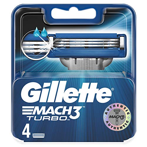 Gillette Mach3 Turbo - Recambios para maquinilla de afeitar para hombre, 4 cuchillas