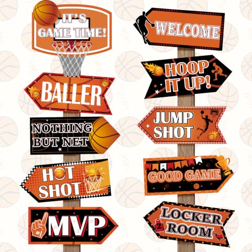 Image of 20 Pieces Basketball Party Decorations Basketball Party Sign Basketball Themed Party Directional Signs Welcome Sign for Basketball Party Supplies Boys Sports Birthday Party Decorations