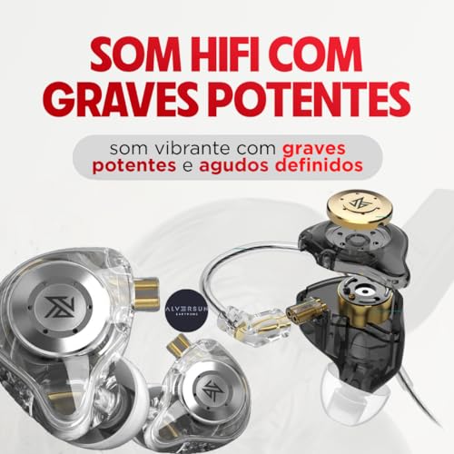 Fone De Ouvido Profissional KZ EDX Pro Intra-auricular, Driver Dinâmico Magnético Composto de 10mm,
